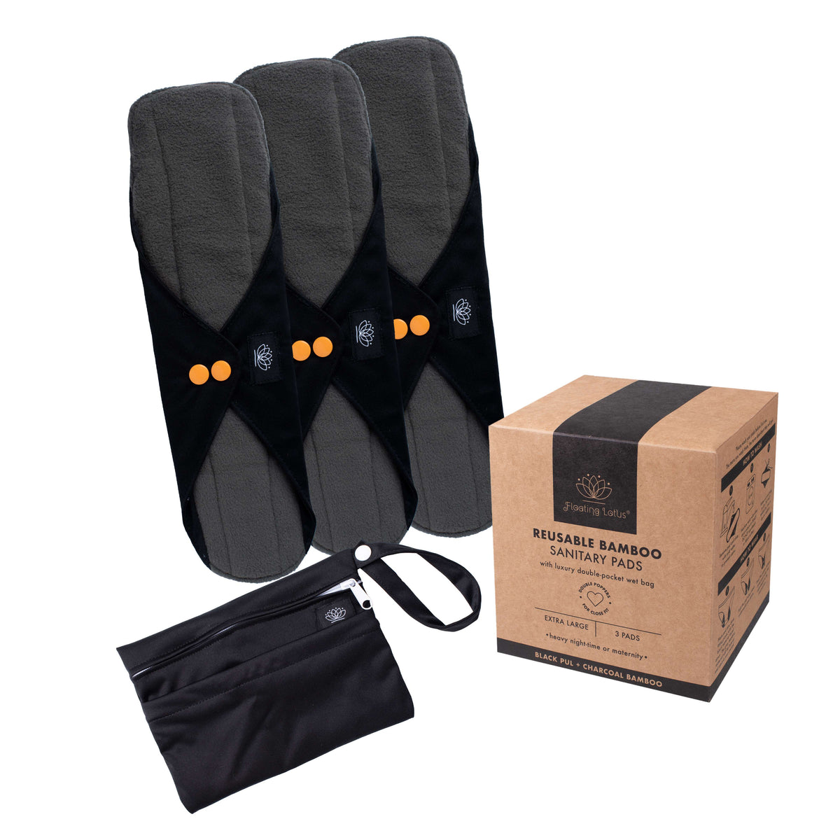 Reusable Incontinence Pads XL Size 3 Night Pads Floating Lotus