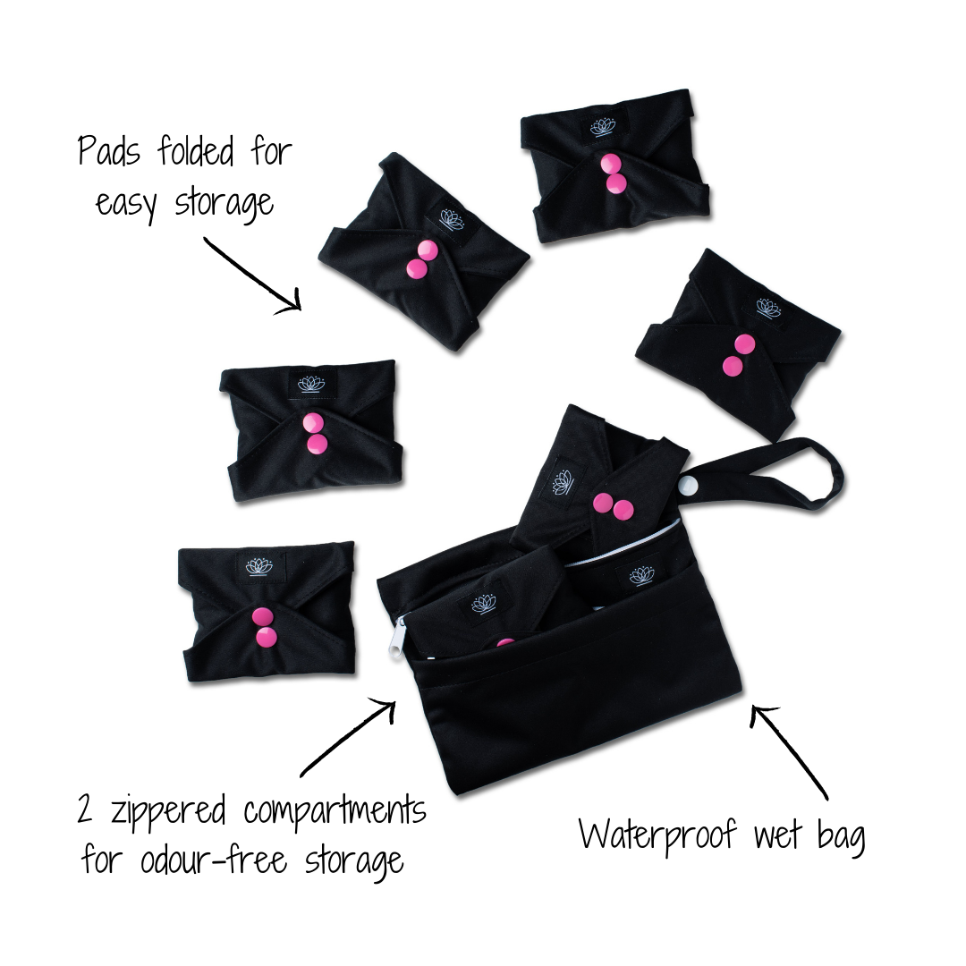 7 Pack Medium Size | Reusable Sanitary Pads | Floating Lotus - Floating Lotus Pads